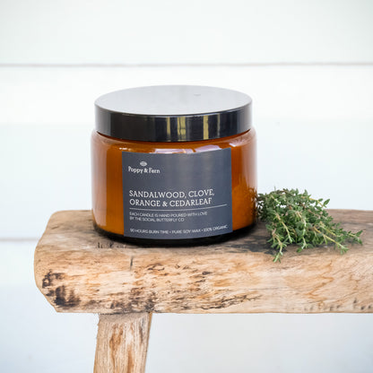 Candle - Sandalwood, Clove, Orange and Cedarleaf